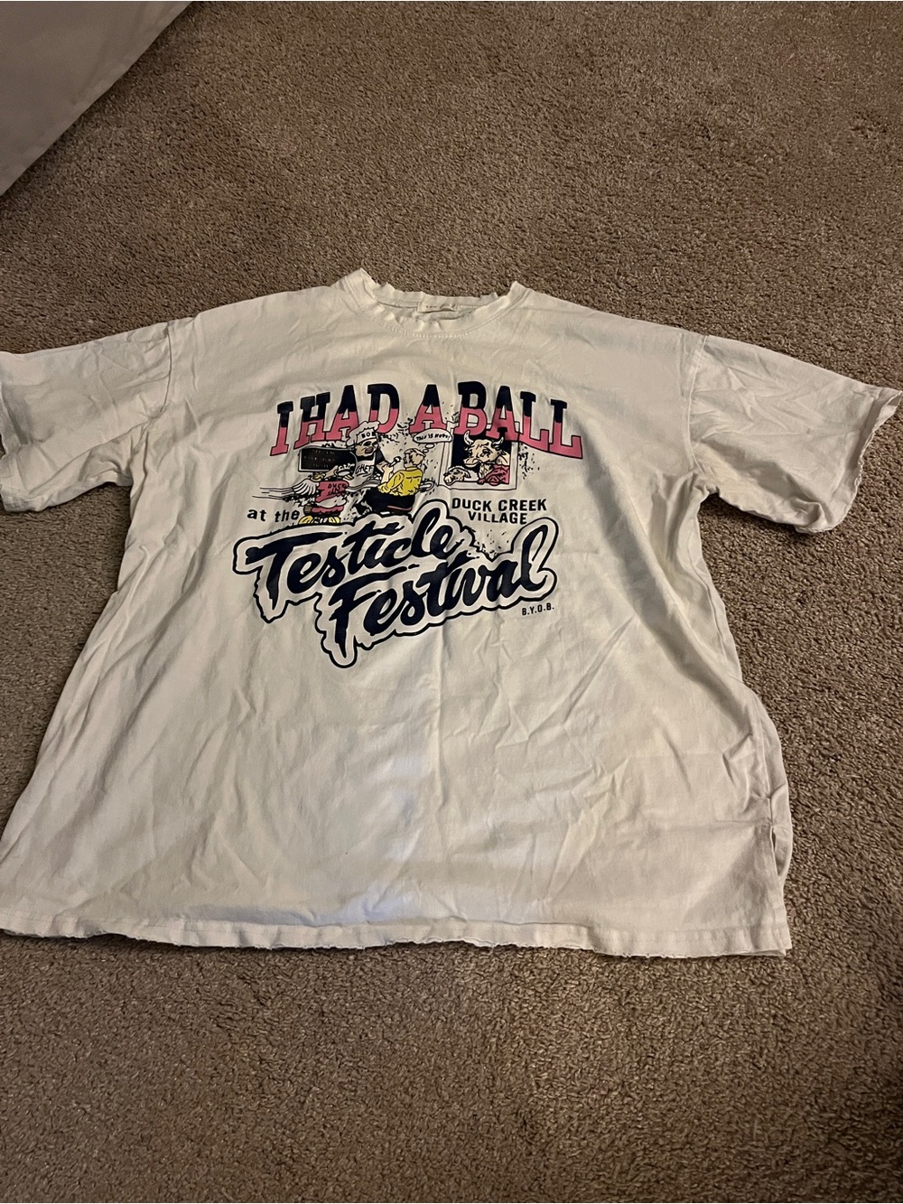 White 'I Had A Ball' Testicle Festival Graphic Tee